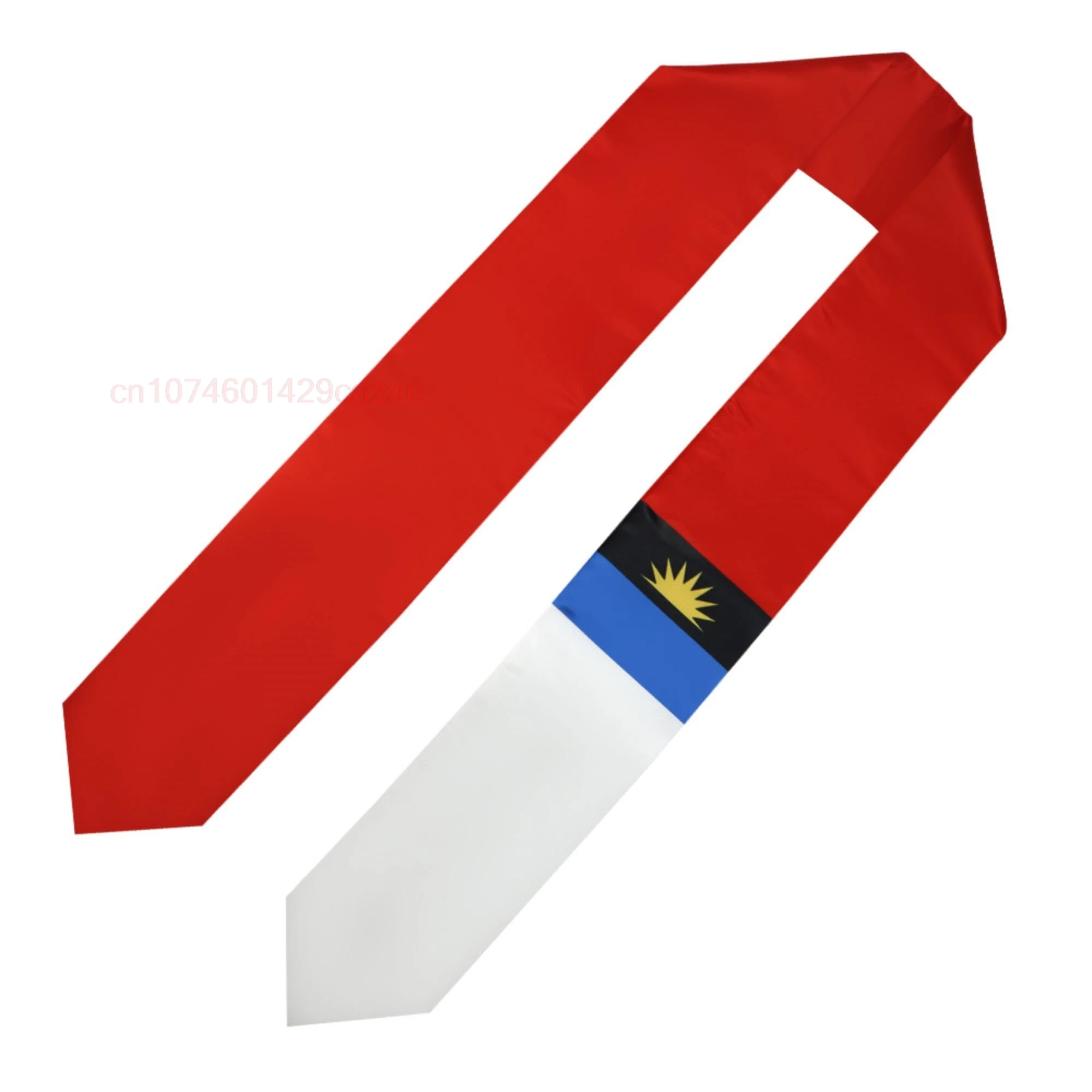 Antigua Flag 180*15CM Graduation Sash Stole Scarf Double Sided for Study Aboard International Class Of 2024