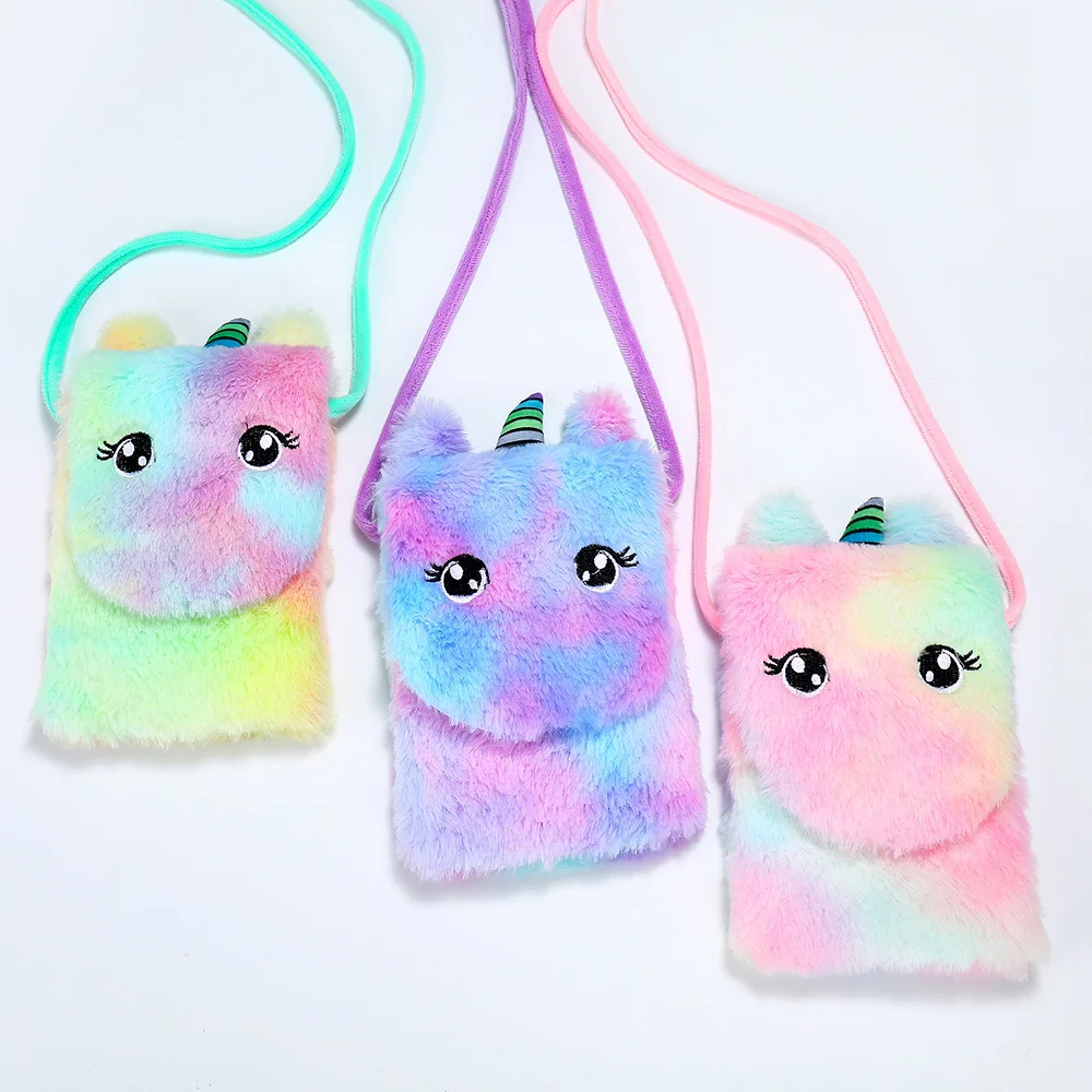 Mini Unicorn Shoulder Bags for Kids Girls Soft Plush Children Small Crossbody Bags Coin Purse Kindergarten Toddle Kawaii Bag