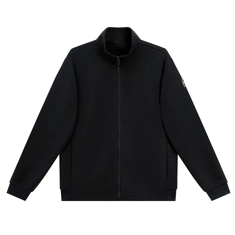 Autumn Winter European style Overcoat Men Women Long sleeves Silicone logo With Zip Up Jacket Cotton Turtleneck Tracksuit Tops