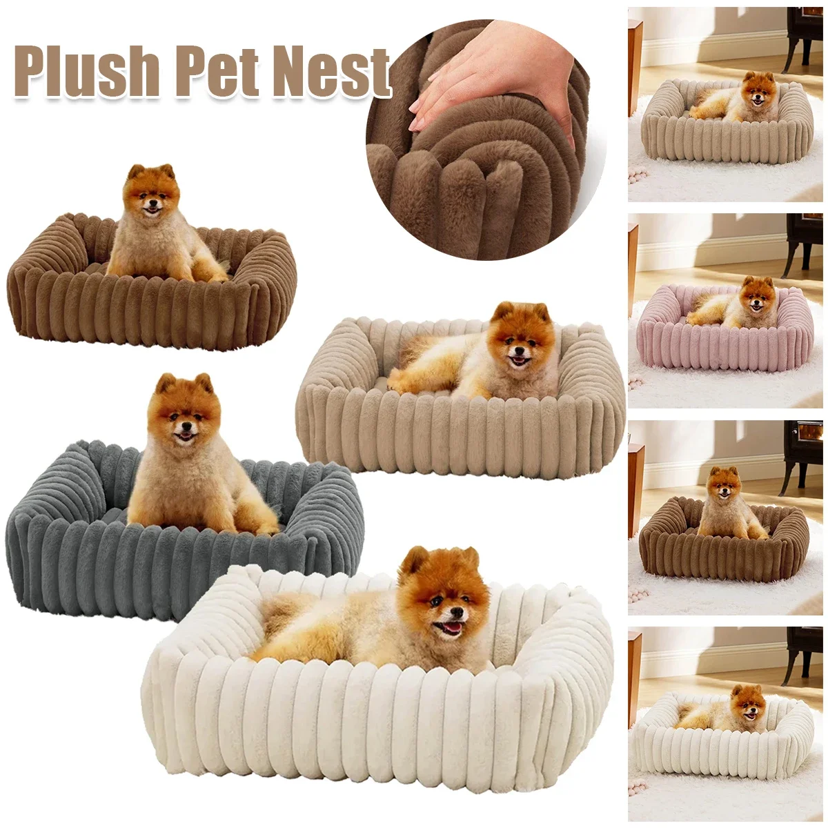 

Luxury Bed for A Small Dog Removable and Washable Warm Comfortable Sleeping Pad Winter Habitats Basket House Beds Pet Supplies