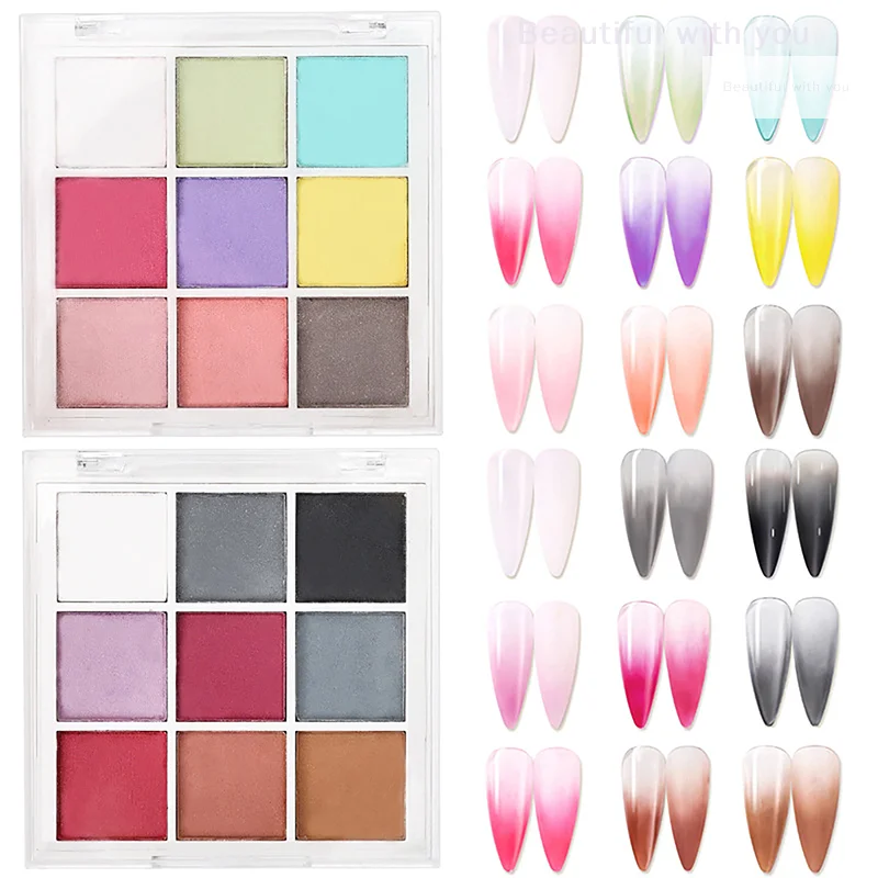 

New9 Colors Solid Nails Art Gradient Pigment Set For Nails Gradient Design Shimmer Manicure Decor Dust Nail Polish Manicure DIY