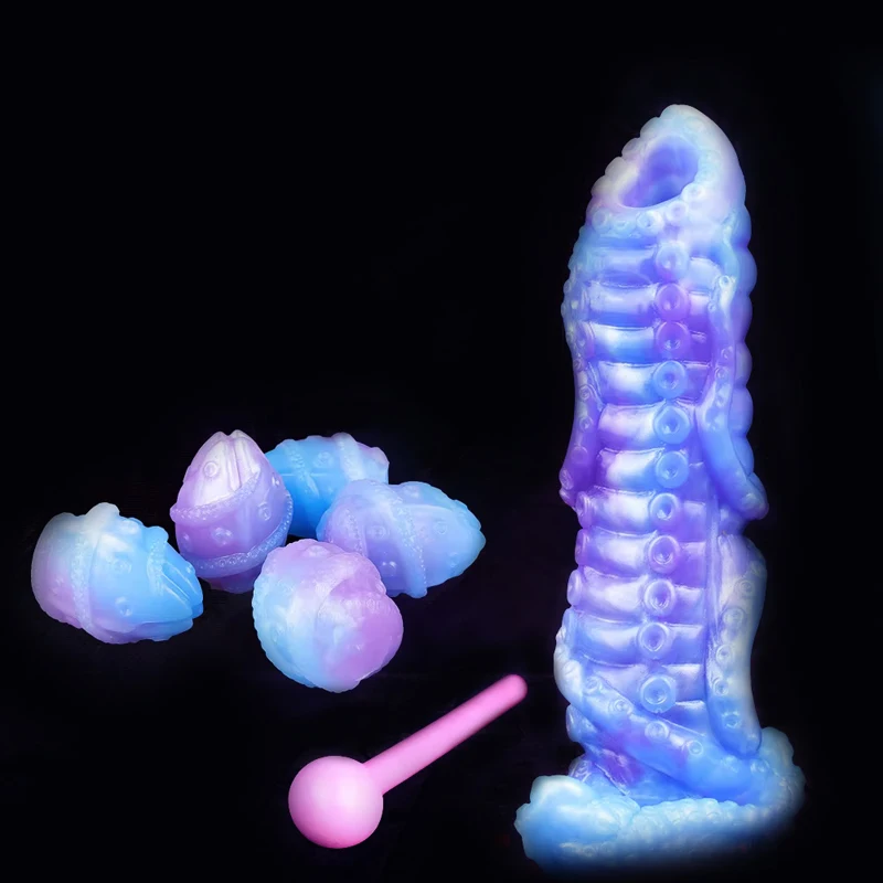 YOCY Octopus Dildo Ovipositor Buttplug Lay Eggs Enlargers Hollow Dildos Sex Toys For Women Men Stimulator S,M Size Egg