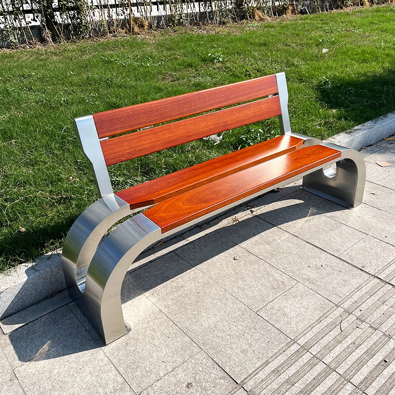 

New Modern Metal Outdoor Waterproof Bench With Backrest Sitting Bench Chair Wooden Metal Outdoor Garden Bench Seat