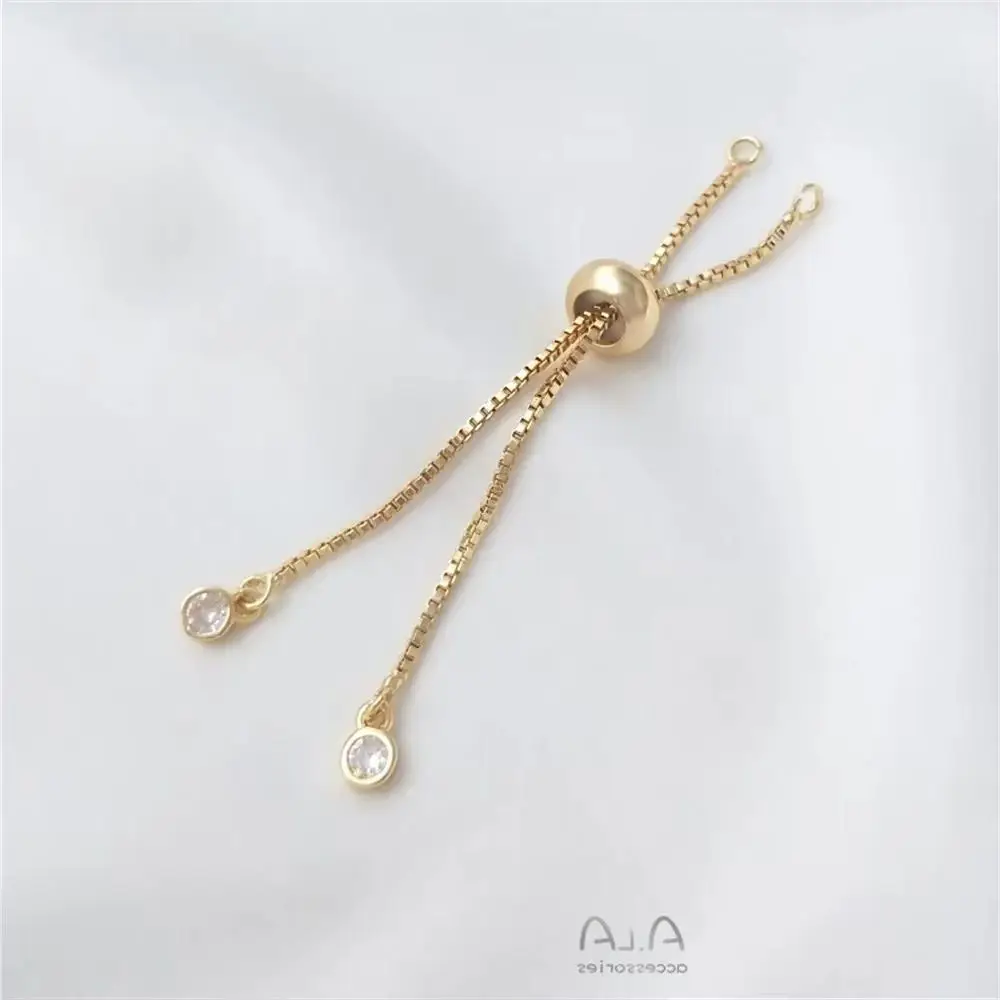 14K Gold Plated Silica gel beads adjust extension chain short hanging zircon DIY bracelet jewelry extension chain