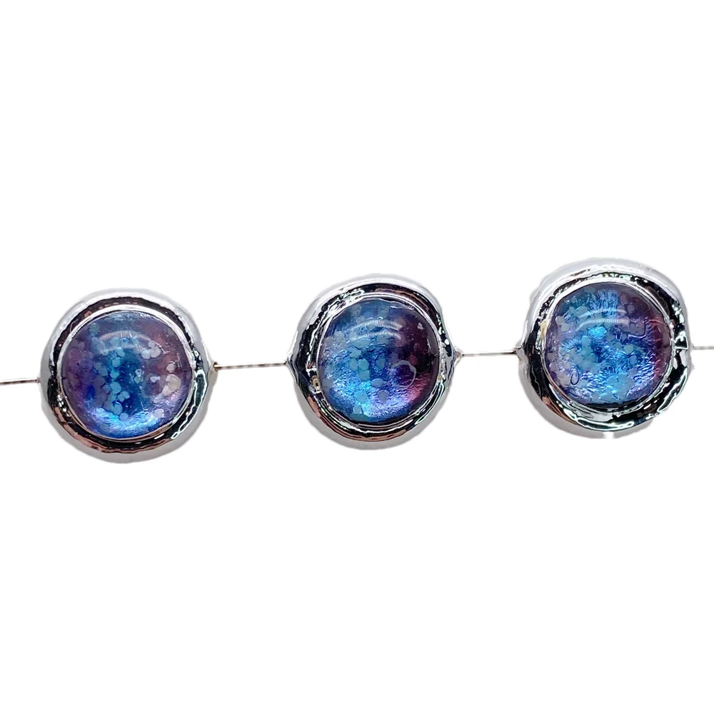 10 PCS 16mm Purple Murano Glass Beads White Gold Color Diy Beads Jewelry Accessories Wholesale
