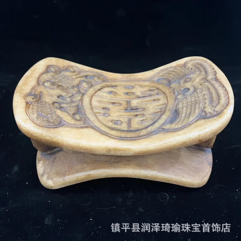 Antique Old Jade Dragon and Phoenix Gossip Jade Pillow Decoration Good Fortune and Longevity Gaogu Jade Collection Funerary Obje