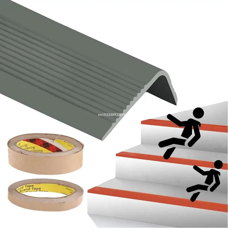 Adhesive Stair Protector Strip Non-slipping Tape L Press Line for Indoor Outdoor Kindergarten Kids Adults Safety