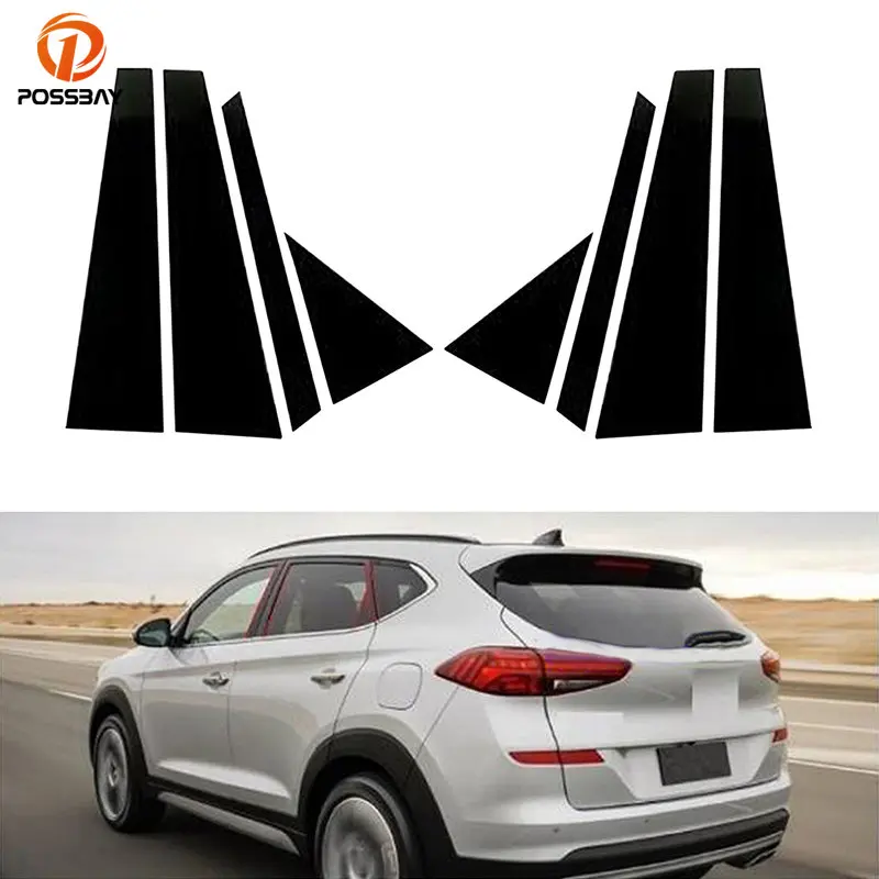 8-teiliges Set Autotür-Fensterpfosten-Zierleisten-Abdeckungsaufkleber, glänzend schwarz, Außenteil für Hyundai Tucson 2016 2017 2018 2019 2020