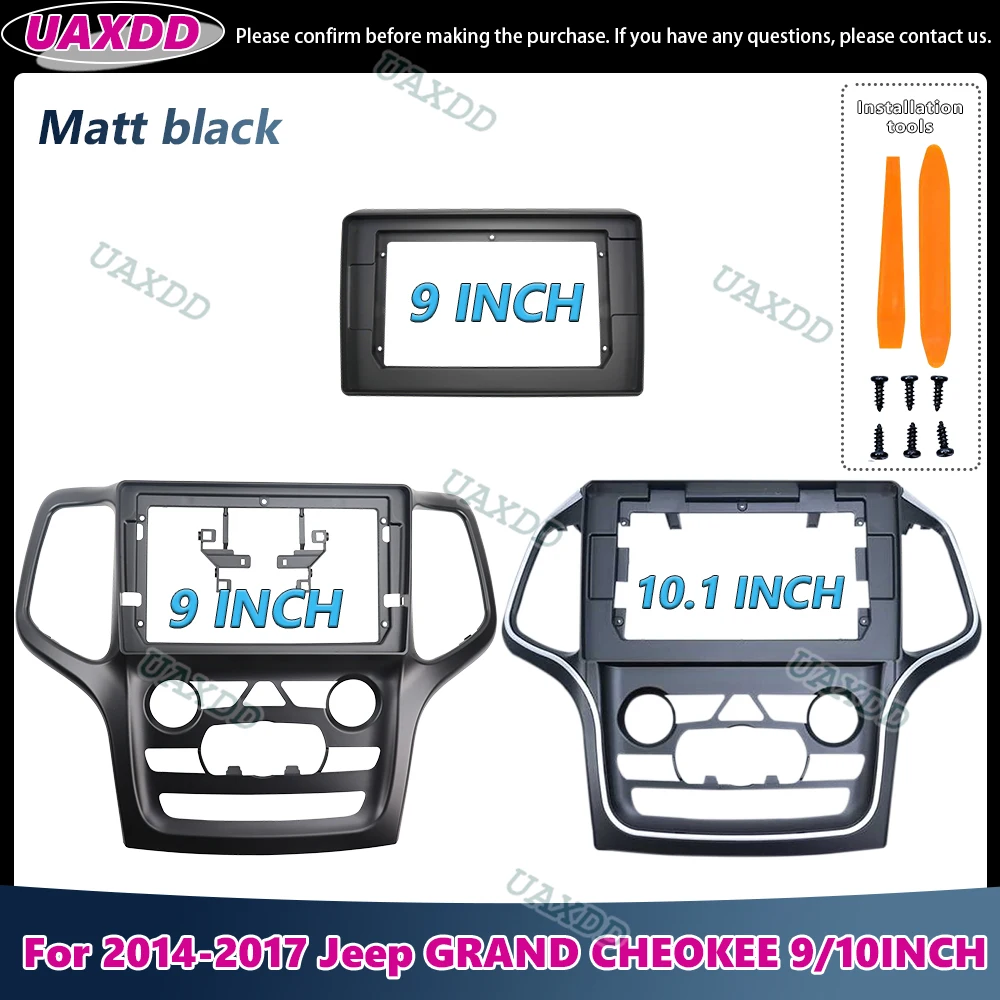 

UAXDD 2 Din Автомобиль ДЛЯ 2014-2017 Jeep GRAND CHEOKEE 9 10-дюймовая рама Комплект панели Центральная фасция стерео радио навигация Адаптер Android