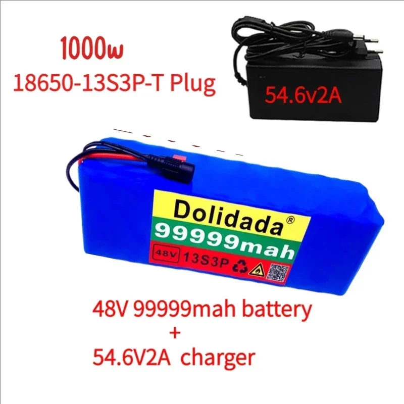 

48V99.999Ah 1000W 13S3P 48V Lithium Ion Batterij 99999Mah Voor 54.6V Elektrische Fiets Scooter Met Bms met Lader