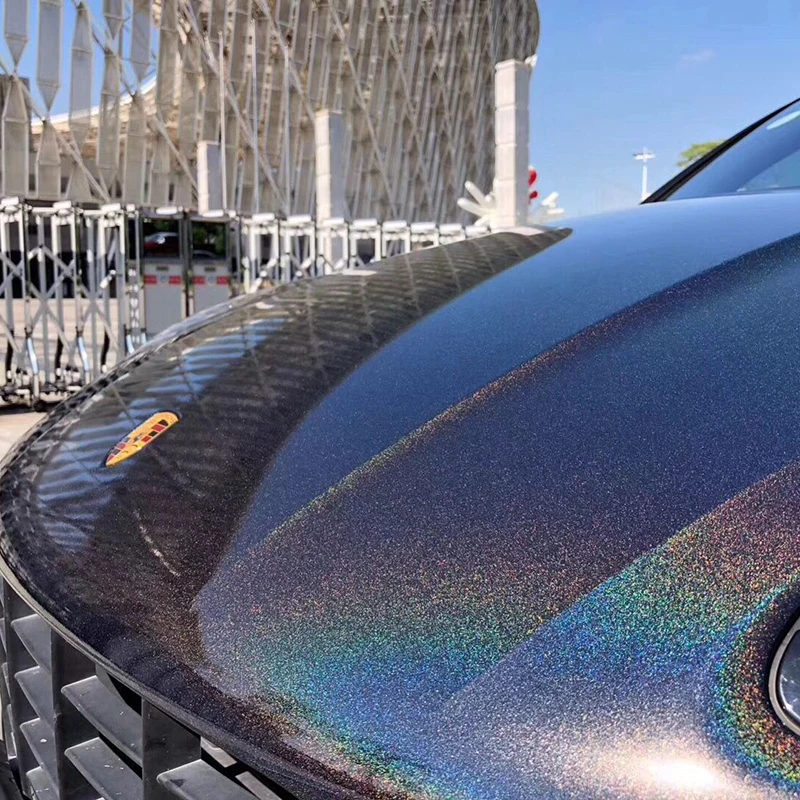 Diamond Laser Black TPU Carbon Fiber Laminate Automotive Vinyl Wrap Colorful 3D Car Body Styling Decal Protection