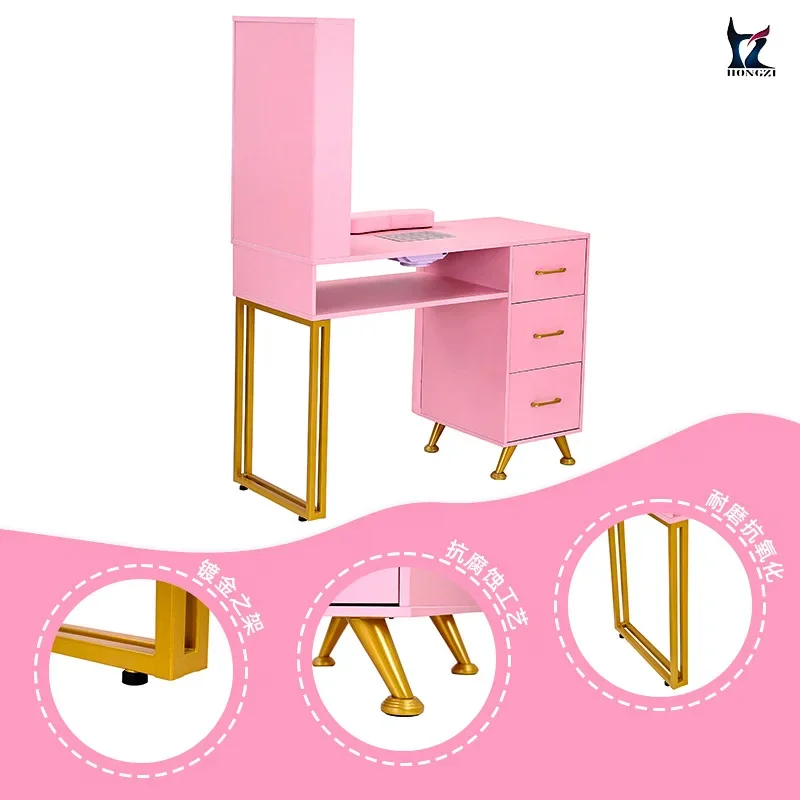

Golden Nail Table Manicure Desk Beauty Cosmetic Studio Desk Professional Aesthetic Salon Equipment Mesa Manicura Profesional