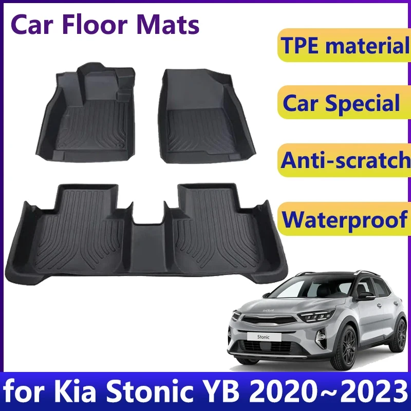 

Car Floor Mats For Kia Stonic 2023 Accessories YB CUV KX1 2020~2022 Waterproof Universal Leather TPE Foot Mat LHD Carpet Cushion