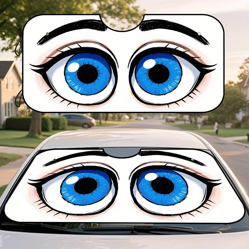 

1 шт., солнцезащитный козырек из полиэфирного волокна с забавным принтом «Голубые глаза», универсальный, подходит для различных моделей, идеально подходит для Tra