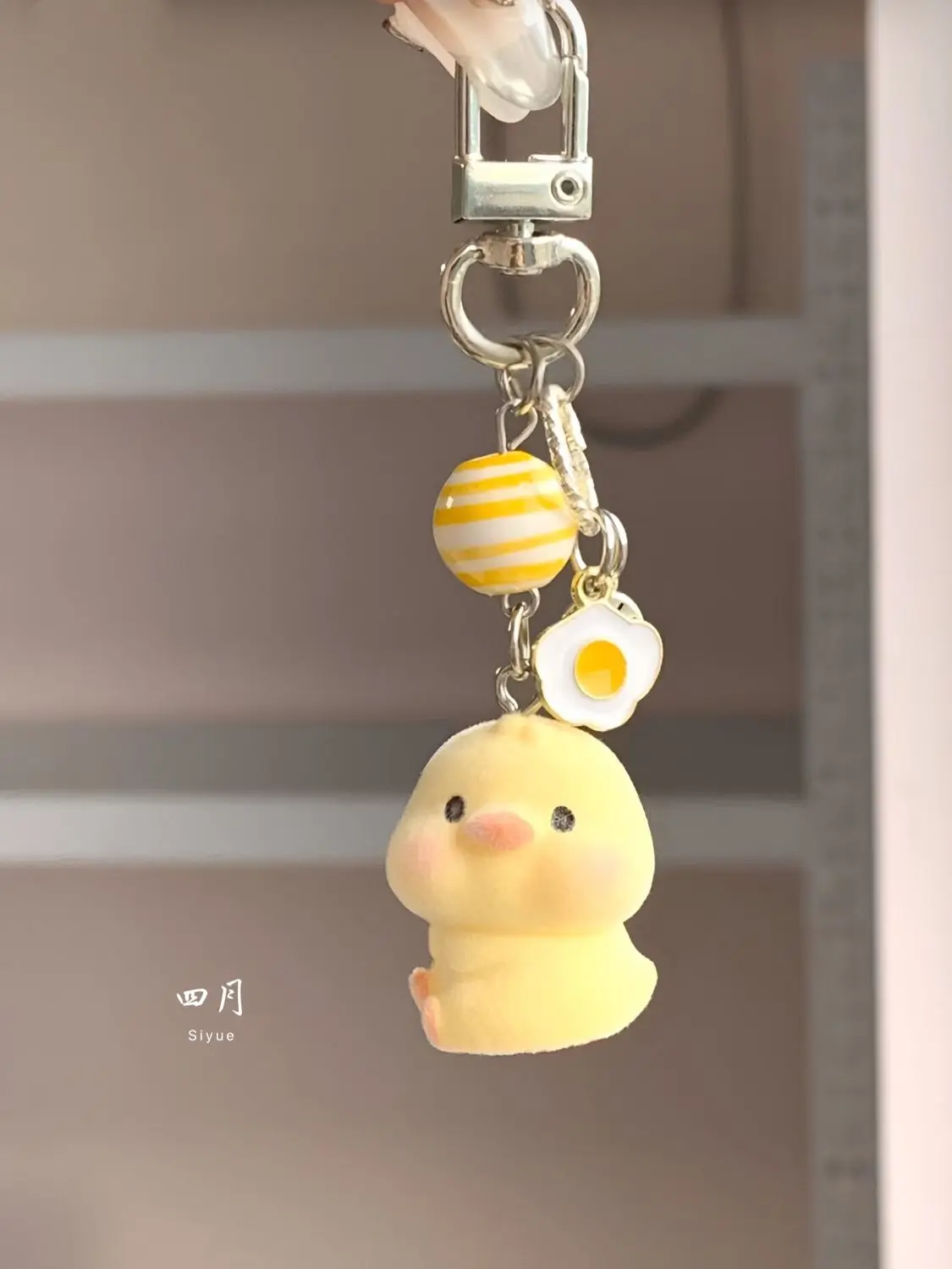 Handmade 3D Cute Flocked Plush Duck Phone Charm Strap Bag Keychain Animal Doll Pendant Schoolbag Ornaments Gifts