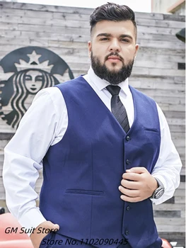 Mannen Zwart Vest Plus Size 3XL-5XL V-hals Formele Zakelijke Stijl Revers Slim Fit Pak Vest Voor Man Stalknecht Wedding