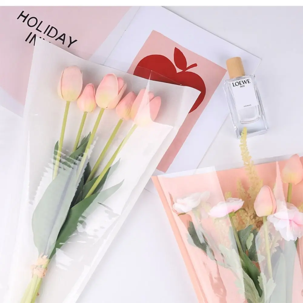 20/30pcs Rose Bouquet Wrapping Sleeve Plastic Bags Waterproof Valentine\'s Day Single Rose Flower Packaging Bag