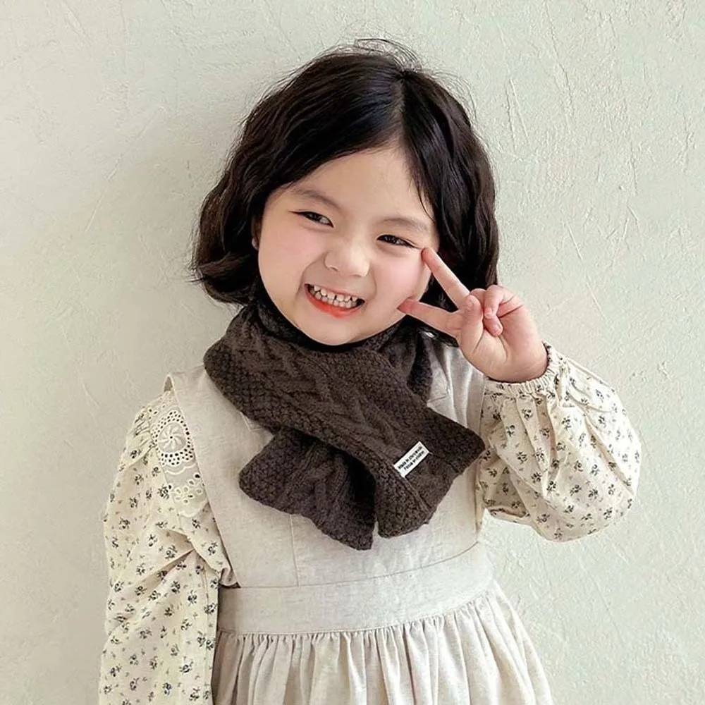 Fashion Elastic Children Knitted Scarf Solid Color Trendy Kids Woven Neckerchief Korean Style Soft Winter Cross Muffler Warmer