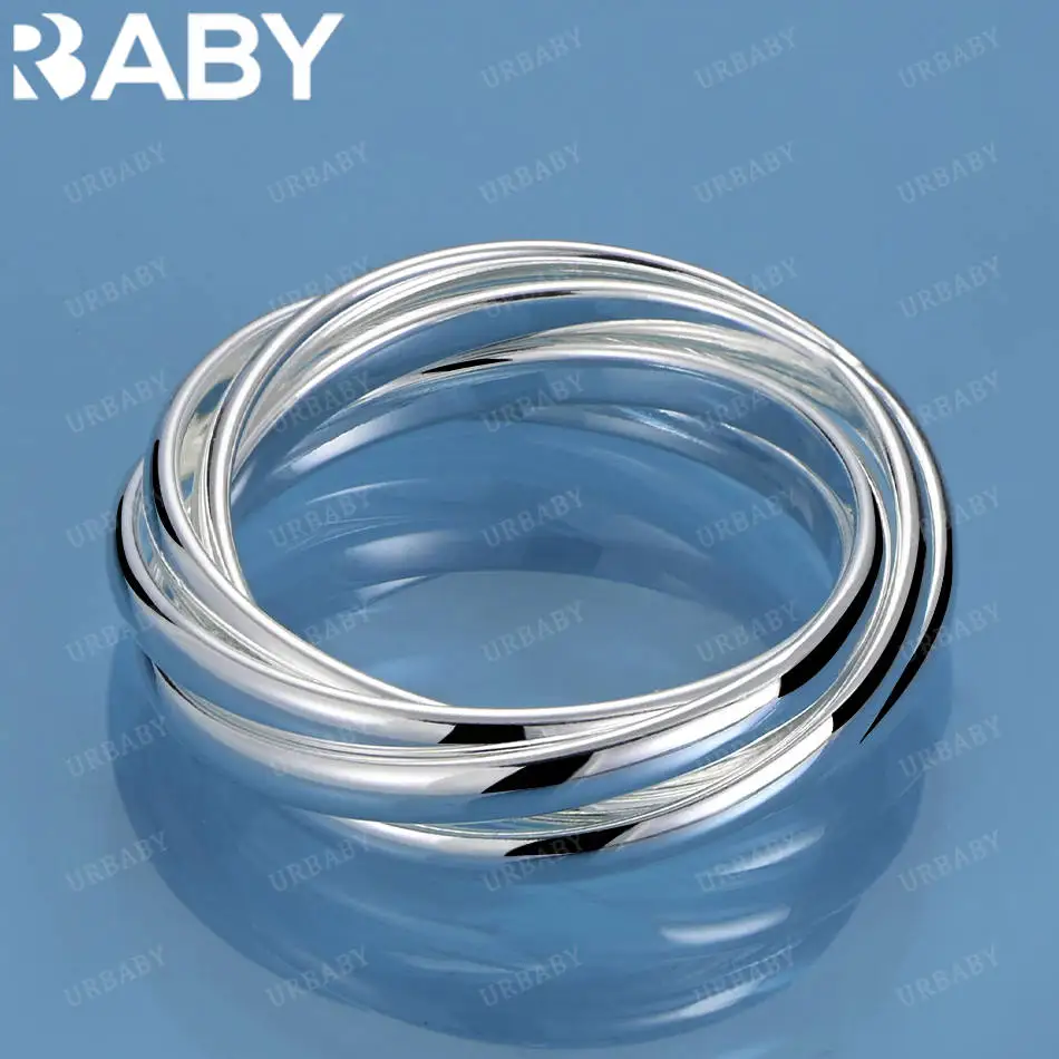 URBABY 925 فضة حجم 7-10 خمسة دوائر حول حلقة للنساء الرجال نعمة مجوهرات الاتجاه المألوف هدايا حفلة عيد ميلاد