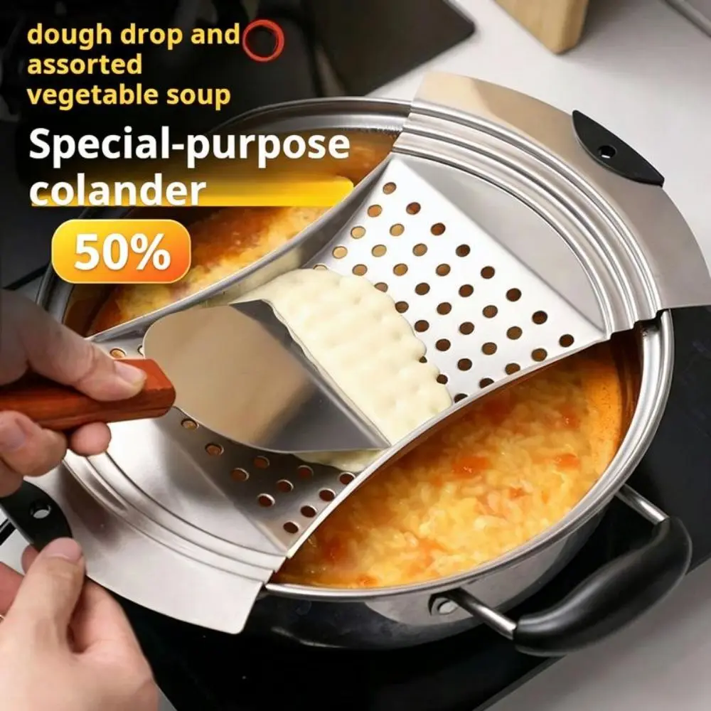 Stainless Steel Dough Drop Maker Perforated Surface Grooved Edge Batter Dumpling Maker Pot-Mounted Heat-Resistant Grips