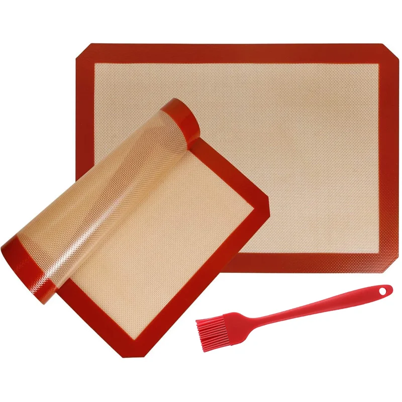 

Non-Stick Silicone Baking Mat with Brush, Heat Resistant Cookie Mat, Kitchen Baking and Kneading Mat, Oven Mat