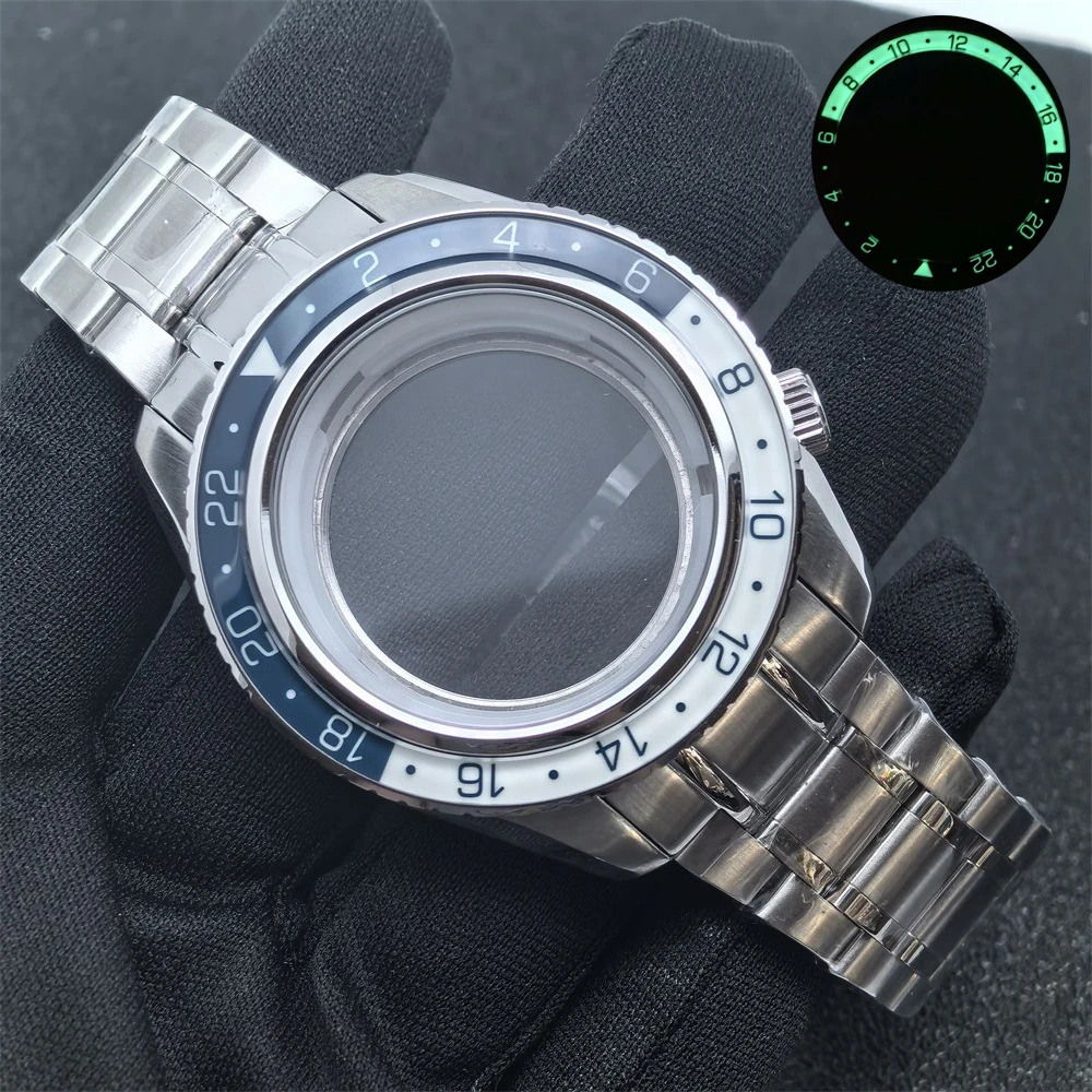 

44mm NH34 Watch Case with Lumious Bezel Men's Diving Wristwatch Modification Accessories for NH34 Mechanical Movement