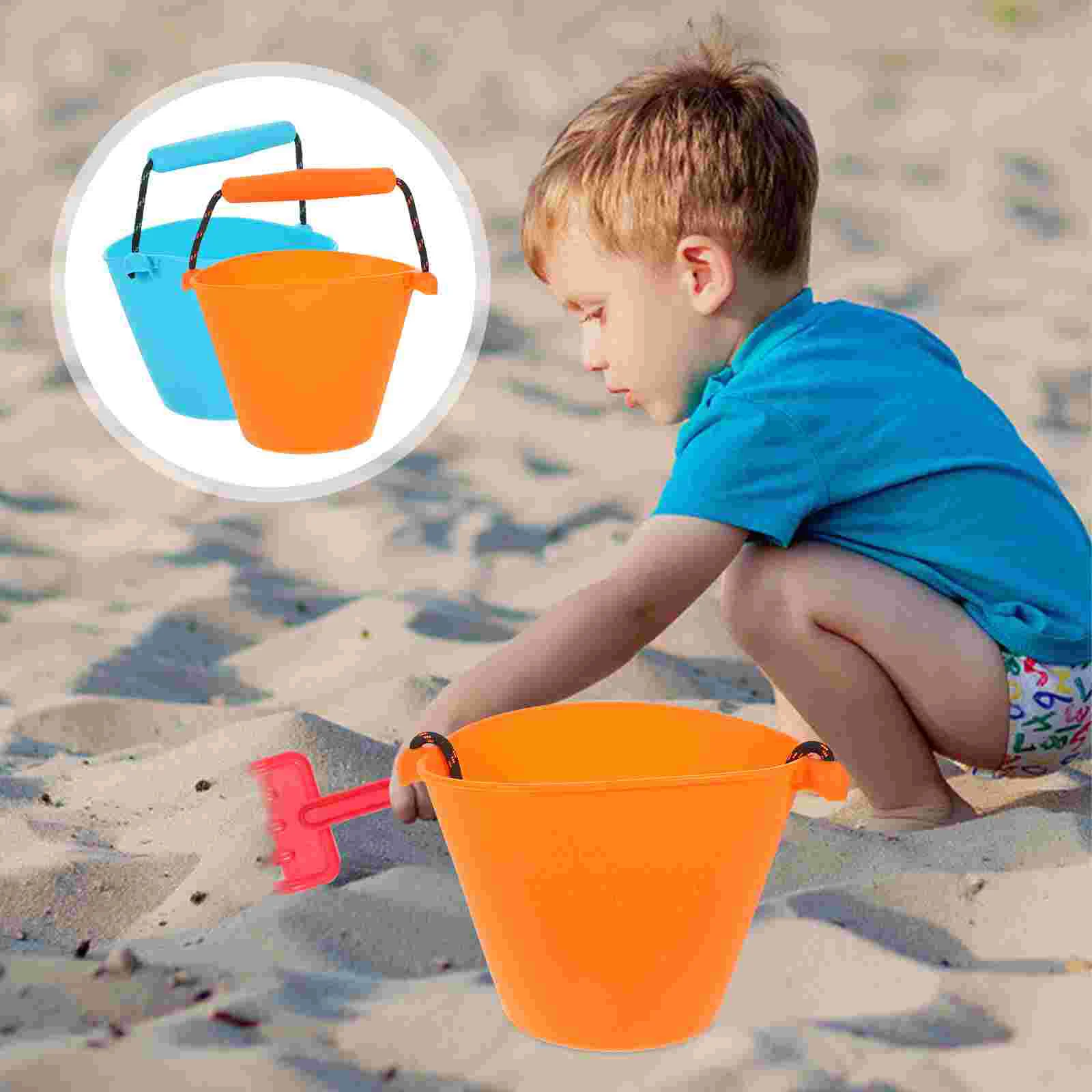 

2 Pcs Silicone Beach Bucket Buckets for Kids Small Multi-function Toys Summer Water Outdoor