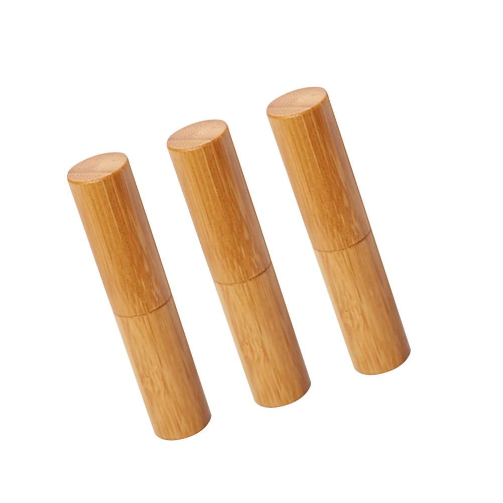 

3pcs DIY Lipstick Tubes Balm Bamboo Holder Travel Size Empty Containers for Lip Balm Gloss Durable Use