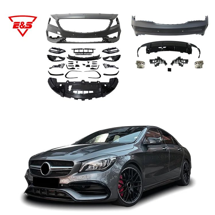 

PP Material For Mercedes Benz W117 A45 Body Kit with Spoiler Grille Mirror Glass Rear Diffuser Bumper Bodykit