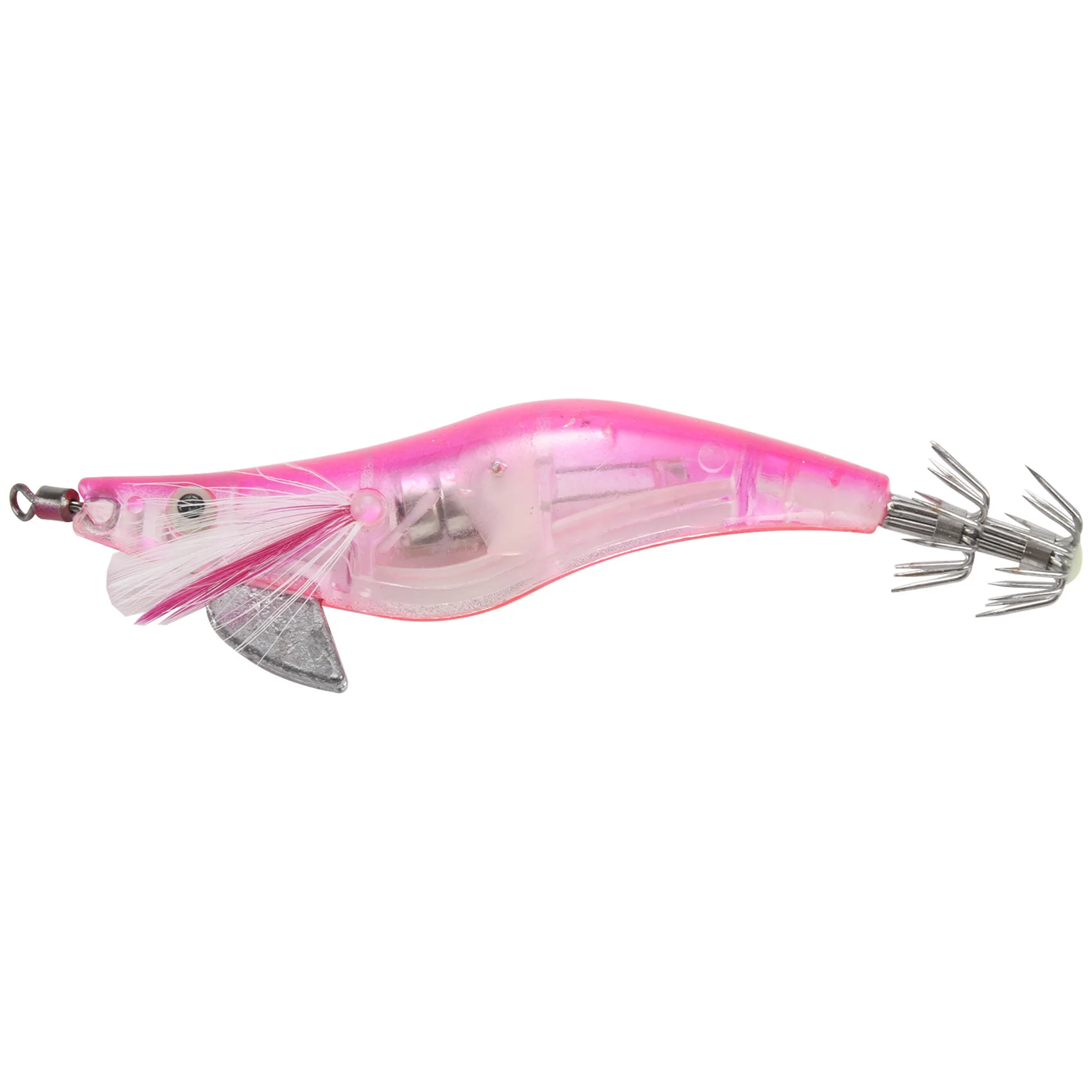 1pc Rose Red Flashing LED Fishing Lure Flash Light 10cm Luminous Squid Jig Shrimp Bait Night Fishing Lure