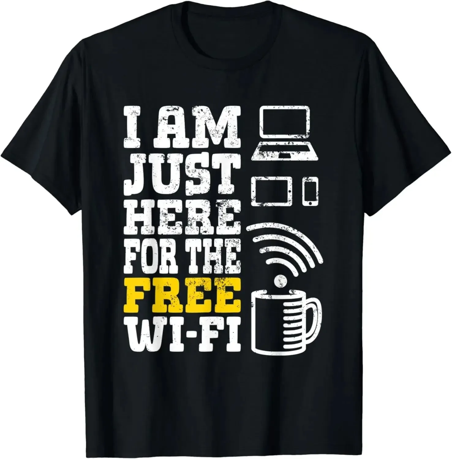 Funny Irony Quote Free WiFi Printed T-shirt Nerdy Math Equation Men's and Women's Clothing Street Short Sleeve Cotton Clothing