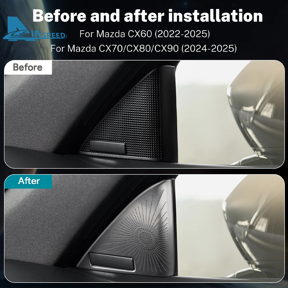 الفولاذ المقاوم للصدأ الباب الأمامي غطاء مكبر الصوت لمازدا CX60 2022-2025 CX70 CX-70 CX80 CX-80 CX90 CX-90 تكوين عالي 2024 2025 #6
