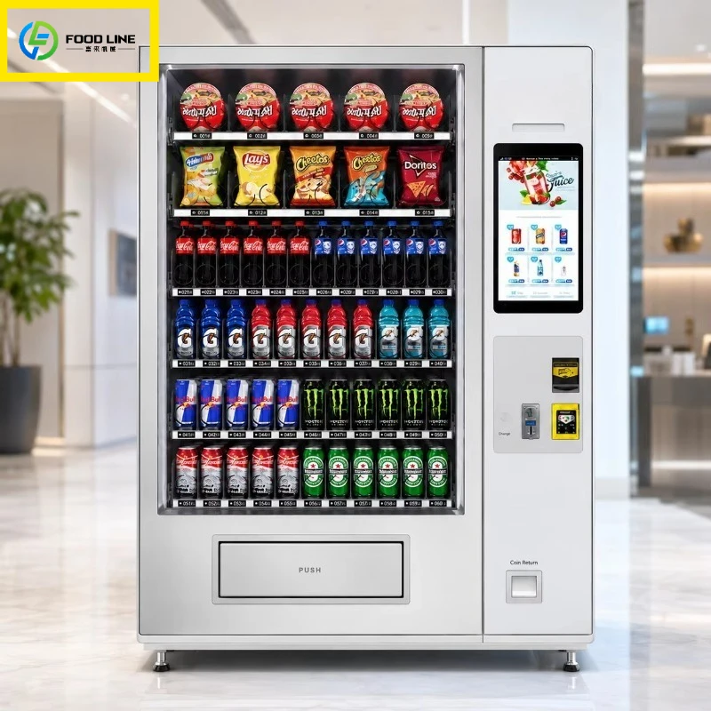 Smart Commercial Snack Drink Beverage Combo Vending Machine Refrigerated Touch Screen Card Payment