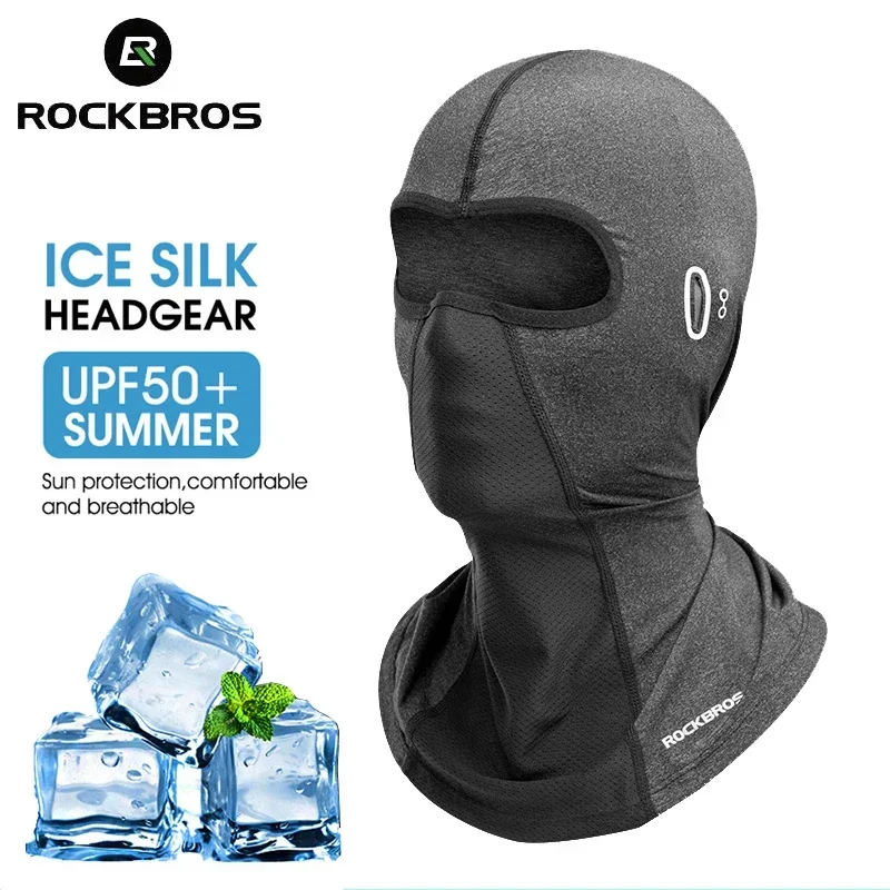 

ROCKBROS Summer Cool Women Men Hat Anti-UV Full Face Mask Motorcycle Helmet Balaclava Ice Silk Breathable Dustproof Cycling Cap