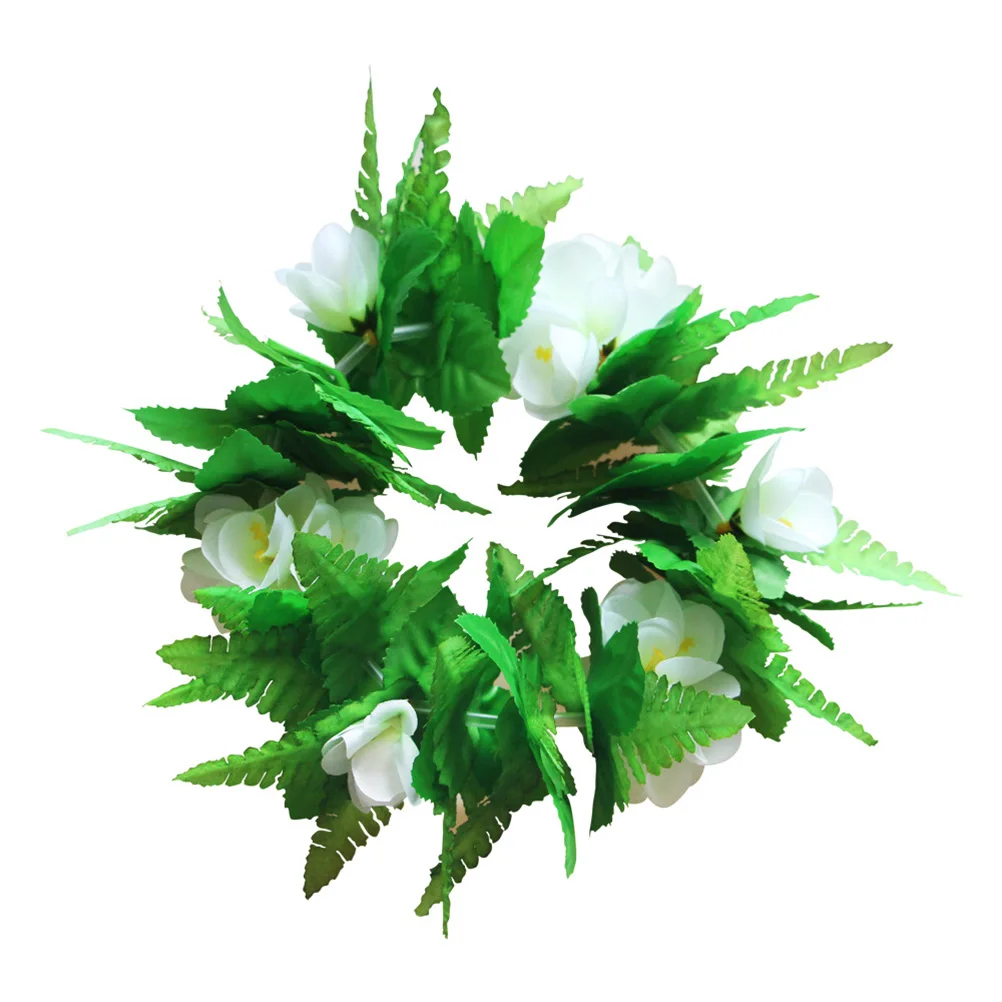 

4pcs Green Leaf Garland Clothing Floral Wreath Headband Set Handmade Natural Flowers Fit for Adults Children Summer Luau Party
