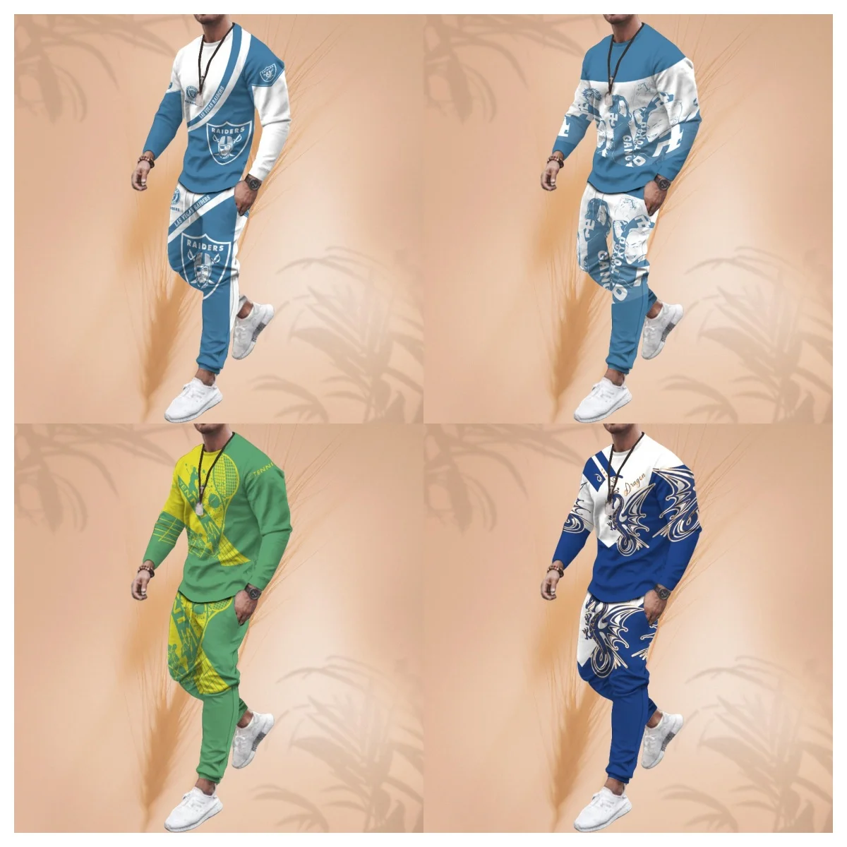 

Autumn New Men's Long Sleeve T-shirt Set Sports Pants 3D Printed Casual Suit Male Clothes Fashion Oversized Tracksuits 2 Piece