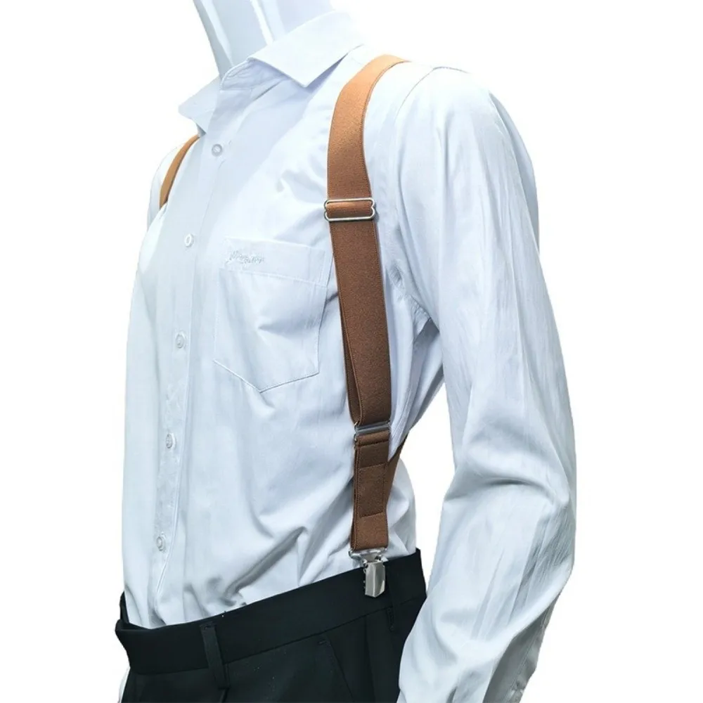 Bretelle da uomo semplici 3.5x120cm con 2 clip, altamente elastiche, antiscivolo, regolabili, per pantaloni, stile business
