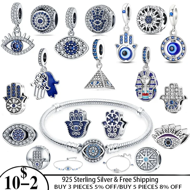 Hot Sale 925 Silver Color Evil Eye Charm Demon Eye Bead For Original Pandora Bracelet&Bangle DIY Making Fashion Jewelry Gift