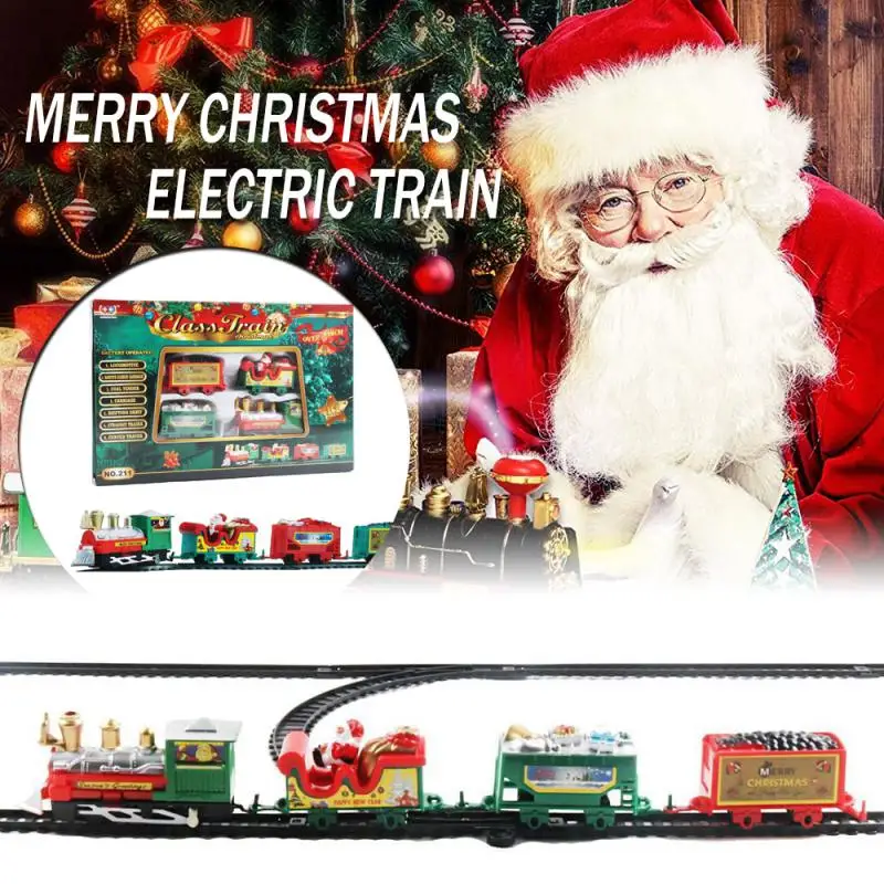 Christmas Realistic Electric Train Set,Easy To Ass-emble & Safe For Kids Gift & Party Home Xmas Tree Decoration