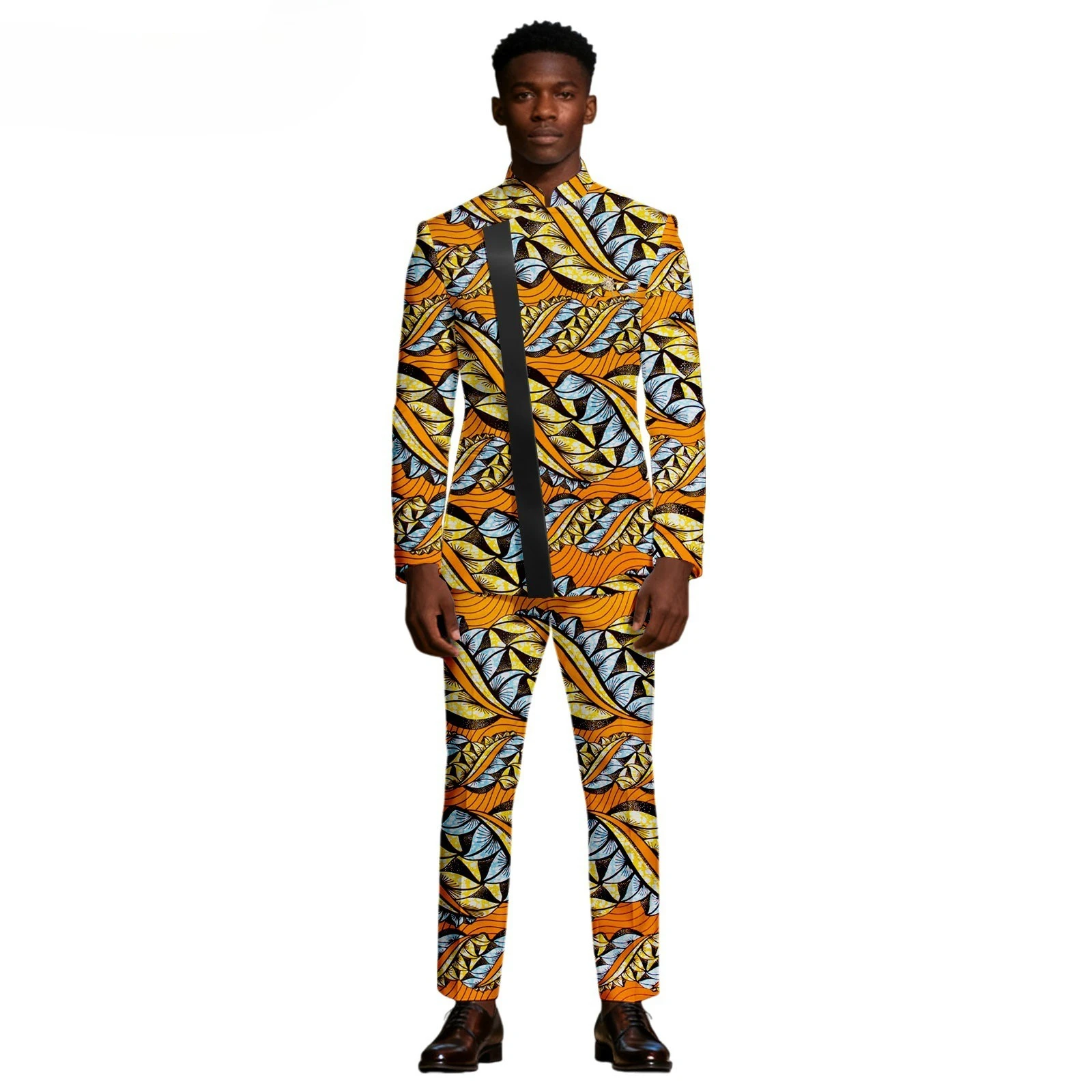 

2026 African Men's Clothing 2-piece Long-sleeved Shirt and Long Pants Set, Big Stone Base Men's Set Clothes for Men Tracksuit