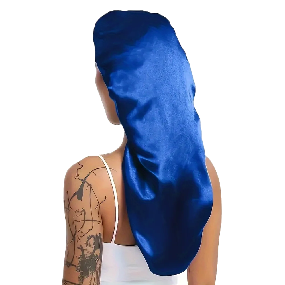 Extra lange Satin-Haube für lange Zöpfe, Dreadlocks, Damen, seidige Schlafmütze, große Größe, Nachthaube, Haarschutzkappe