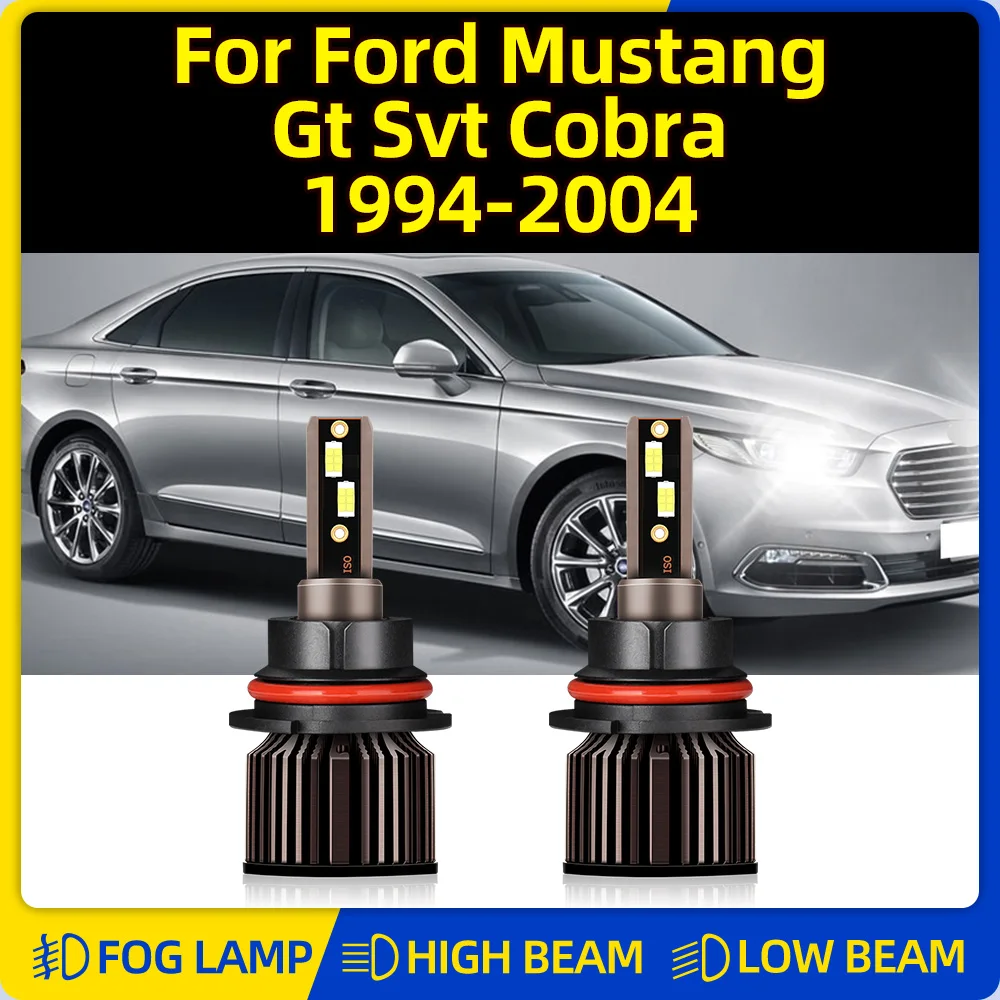 LED Car Headlights 20000LM 120W Turbo Auto Lamps 12V 6000K Plug&Play For Ford Mustang Gt Svt Cobra 1994-2000 2001 2002 2003 2004