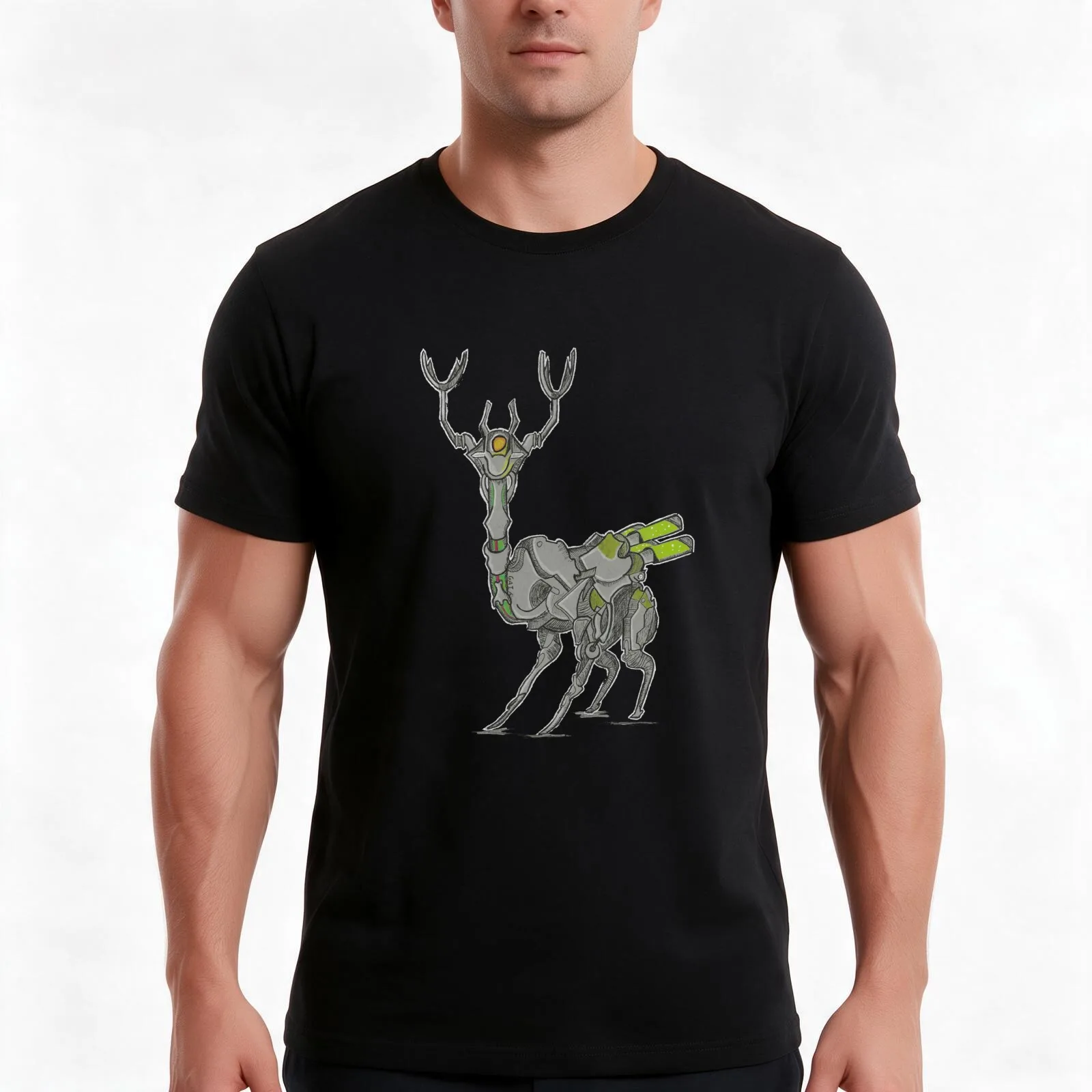 Horizon Zero Dawn Cartoon Grazer T-Shirt, Summer Casual Cotton Tee, Oversized Streetwear Tops, Vintage Graphic Print