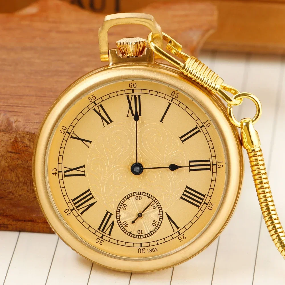 Gold Water Resistance Full Steel Imperial Pocket Watch Mechanical Wind up Vintage Antique Clock Honed Stainless Original Box