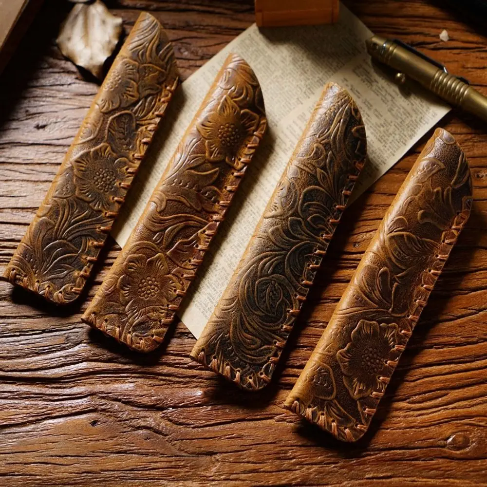 Genuine Leather Retro Pen Case Stationery Creative Handmade Pencil Cover 150mm*40mm School Supplies Pen Protective Cover