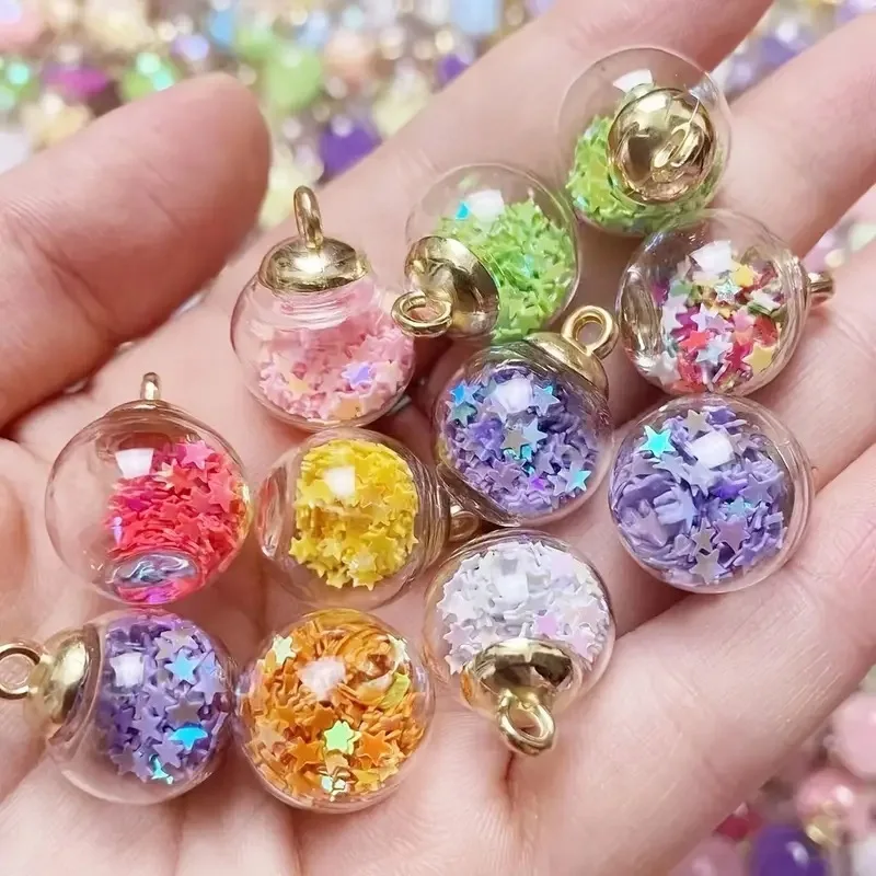 10pcs/lot Transparent Glass Ball 16mm Star Pendants Crafts Making Findings Handmade Jewelry DIY For Earrings Necklace