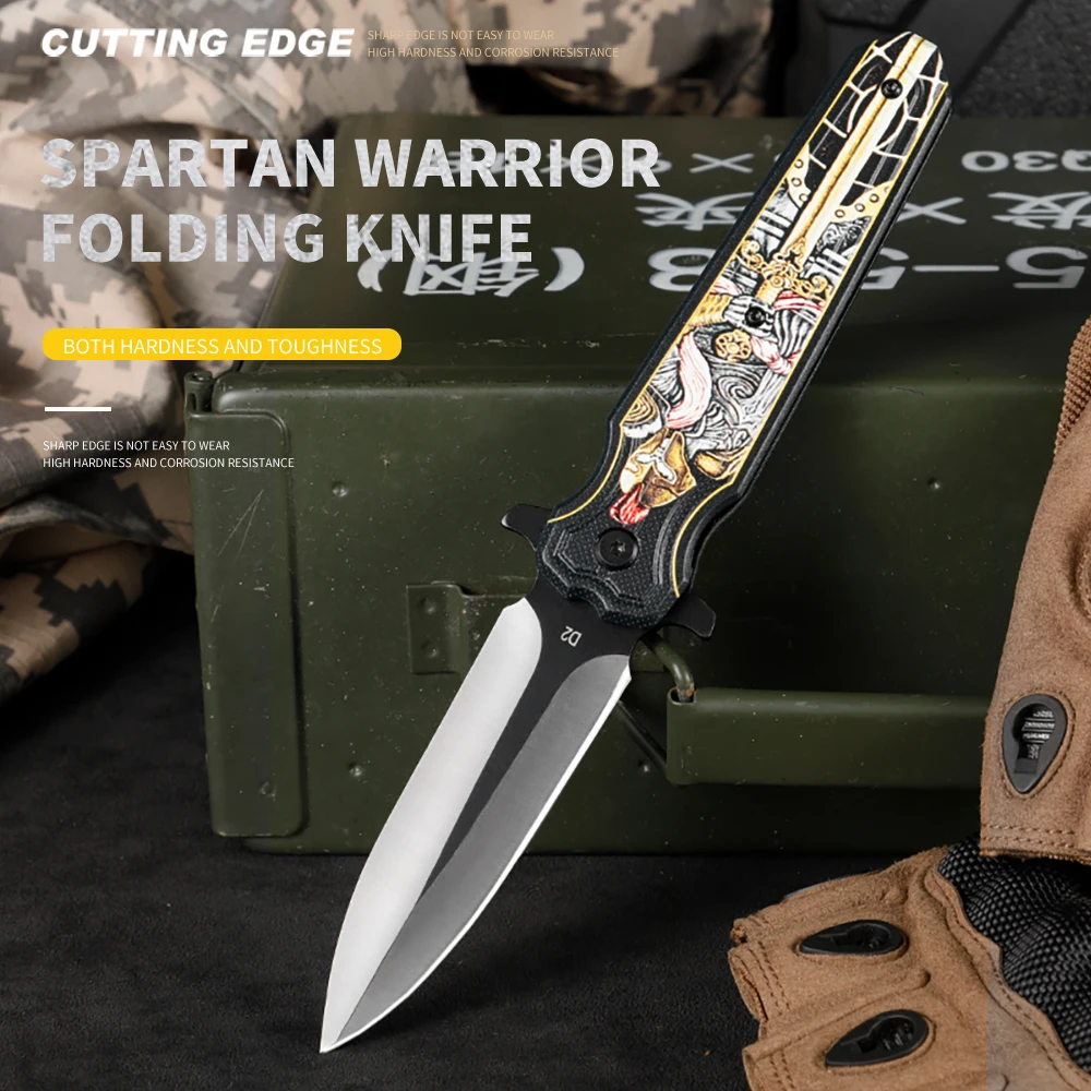 HUANGFUD2 Folding knife EDC/ Pocket Knife 3D printed composite fiber handle ball bearing outdoor camping hunting knife folding