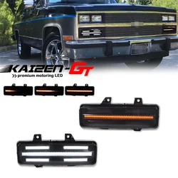 Switchback Amber Sequential LED Front Bumper Turn Signal Lights w/ White DRL For Chevrolet Blazer G10 G20 For GMC Jimmy R1500