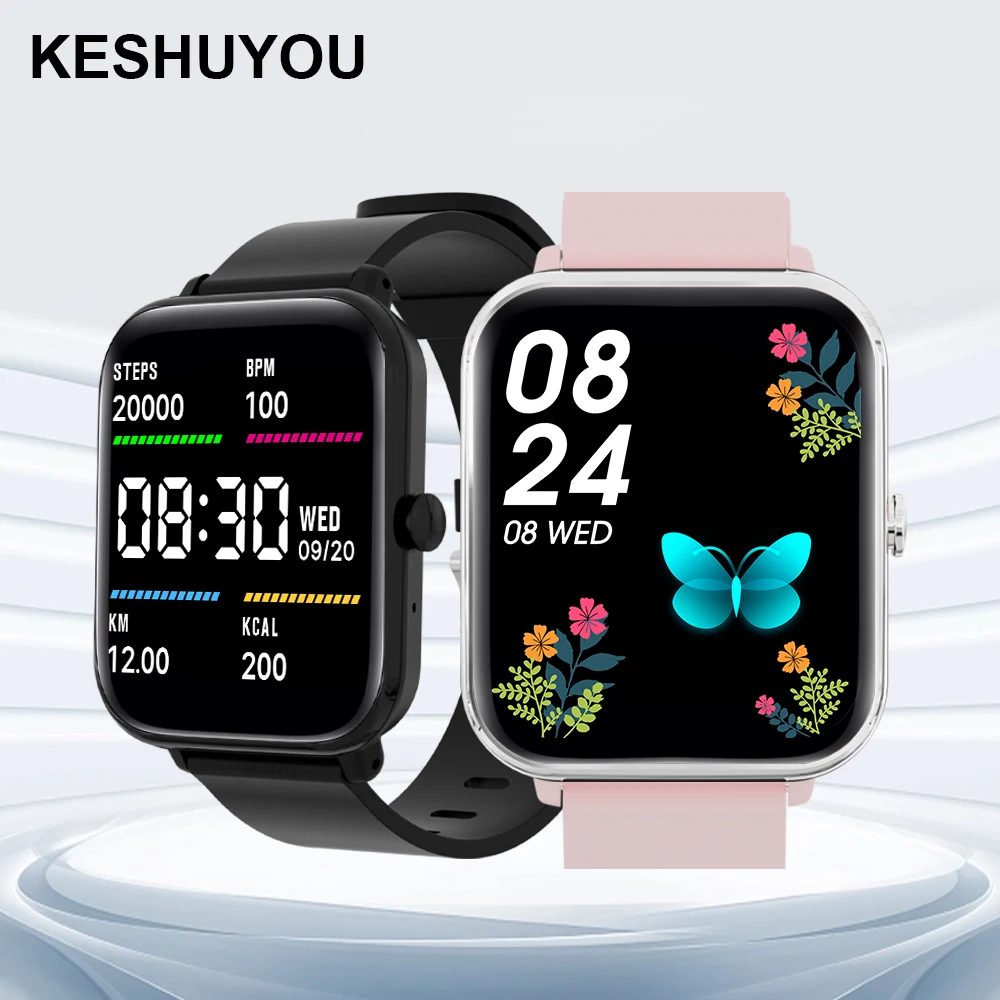 

KESHUYOU 2025 Smart Watch Ladies Gift Calorie Tracker Waterproof Pedometer Message Bluetooth Call Sedentary Reminder Smart Watch