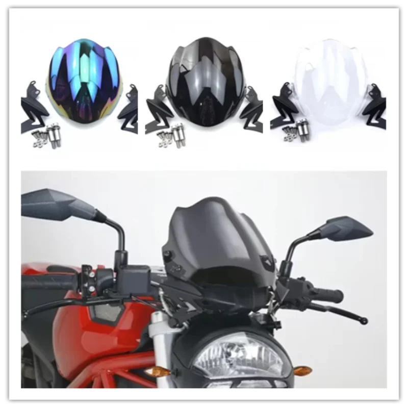

For Ducati High Quality Double Bubble Monster 695 696 795 796 1200 848 1098 1100s Windshield Windscreen & Adjustable Bracket